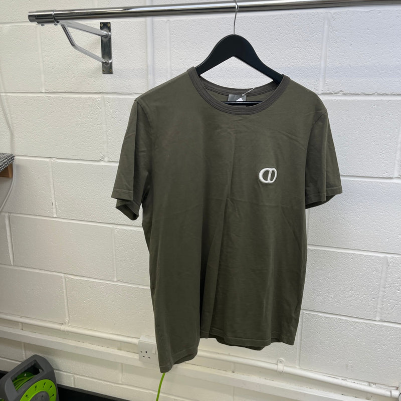 Men's CD Icon Embroidery T-Shirt Khaki Size XXL