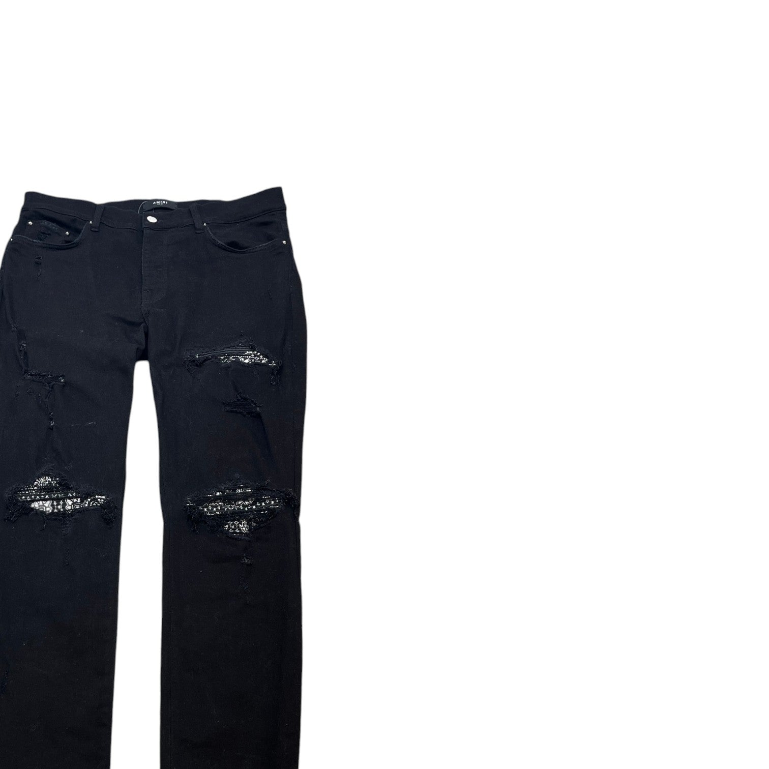 Men's Mx1 Distressed Bandana Jeans Black Size Waist 38" - Photo 3