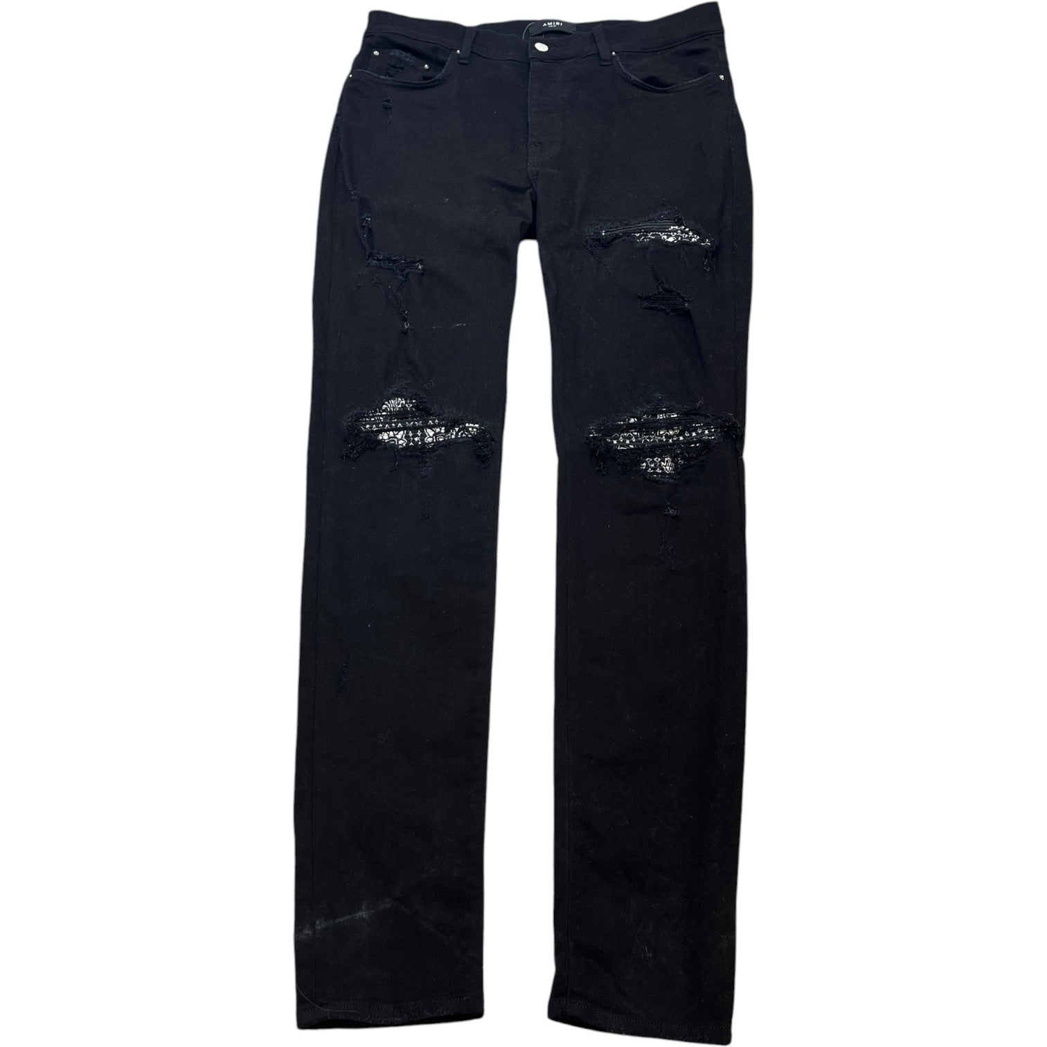 Men's Mx1 Distressed Bandana Jeans Black Size Waist 38" - Photo 1