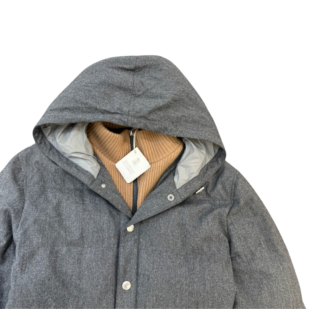 Men's Wool Down Jacket Grey Size M - Photo 3
