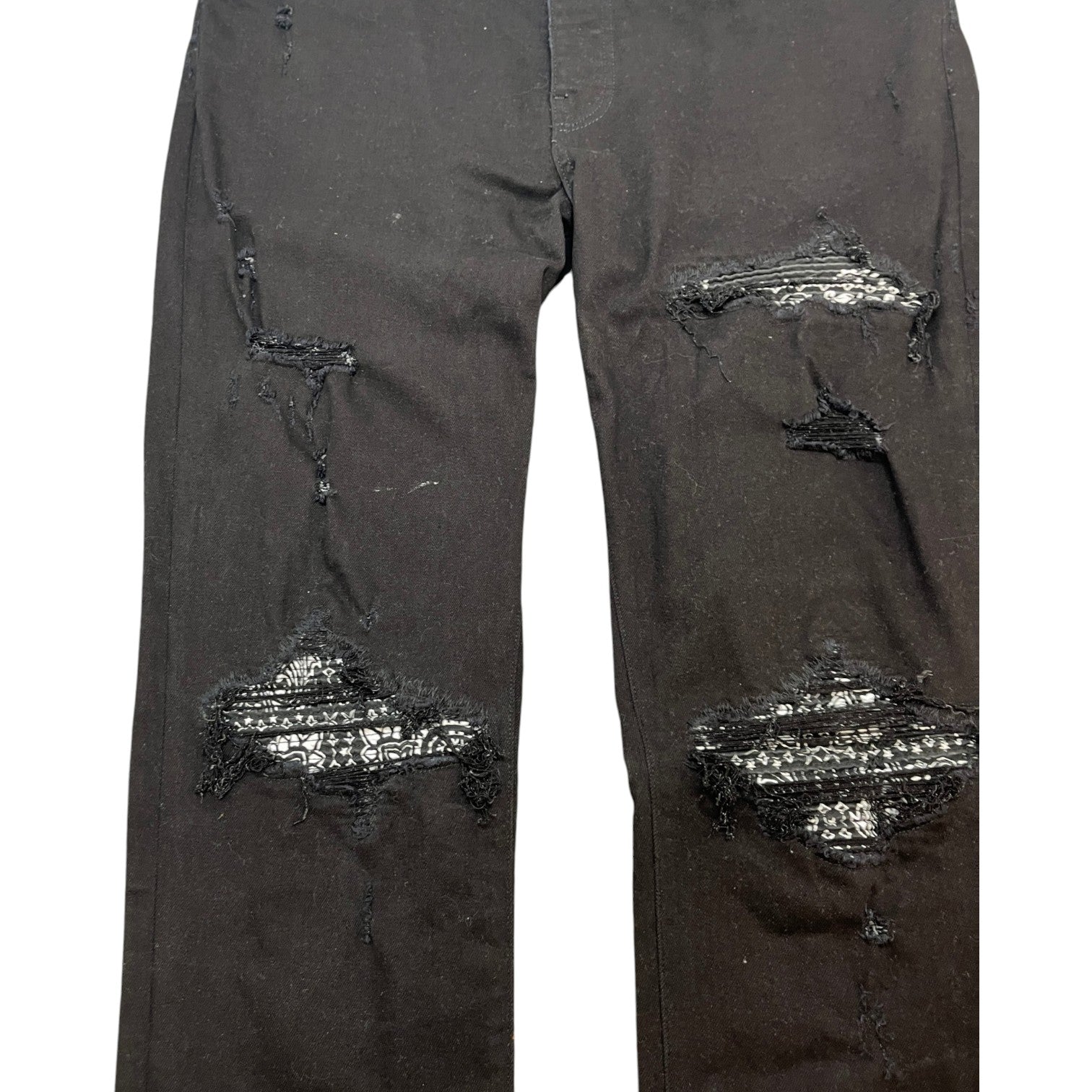 Men's Mx1 Distressed Bandana Jeans Black Size Waist 38" - Photo 7