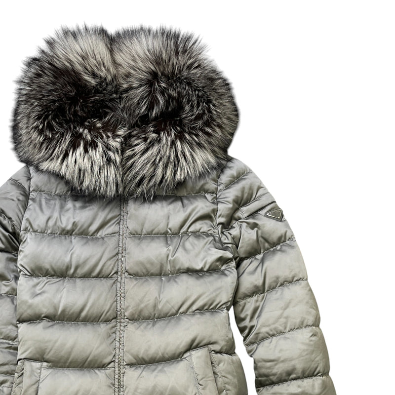Women's Plaque Logo Down Jacket Grey Size IT 40 / UK 8