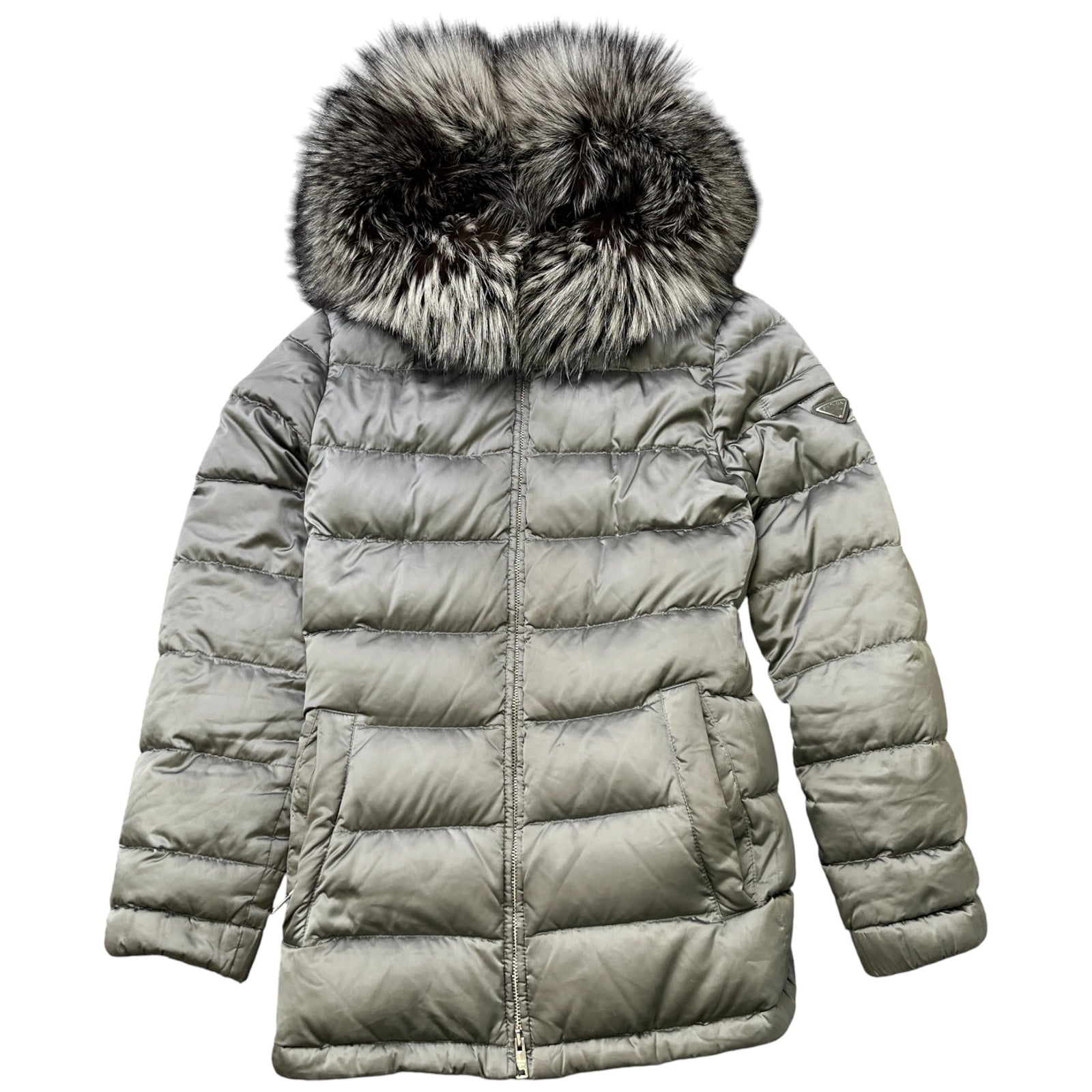 Women's Plaque Logo Down Jacket Grey Size IT 40 / UK 8 - Photo 1