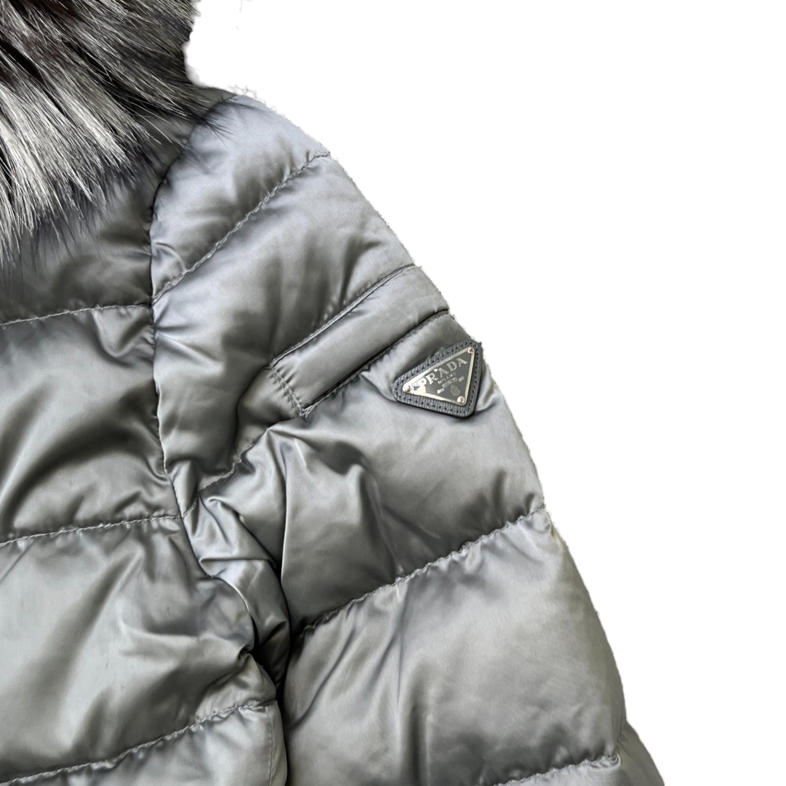 Women's Plaque Logo Down Jacket Grey Size IT 40 / UK 8 - Photo 5
