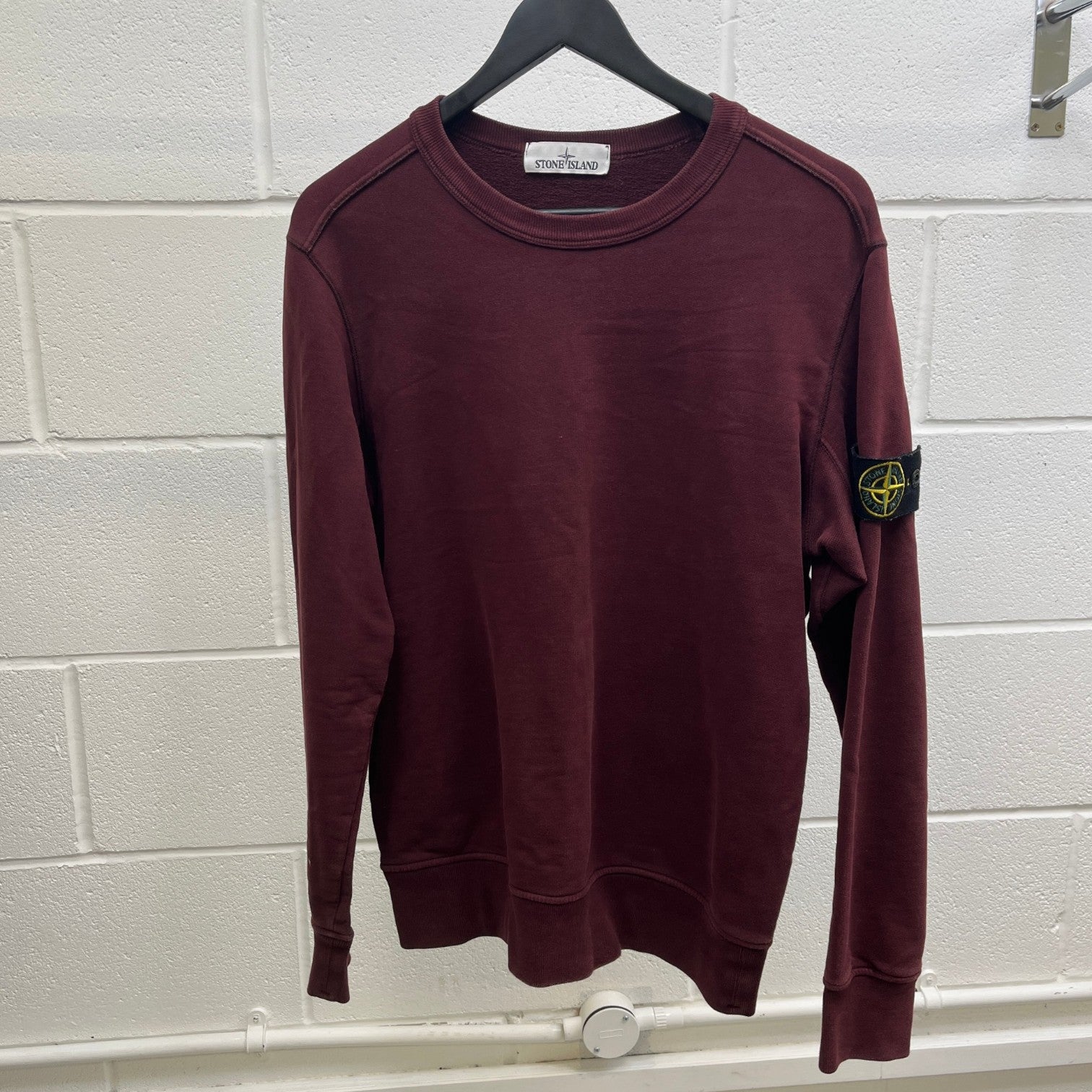 Men's Applique Logo Sweatshirt Burgundy Size S - Photo 9
