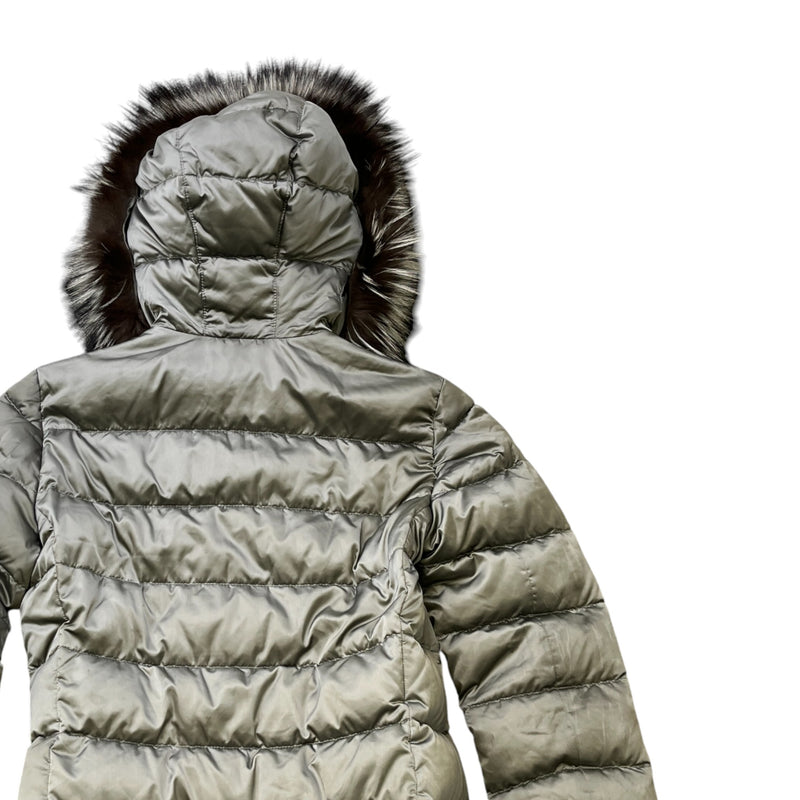 Women's Plaque Logo Down Jacket Grey Size IT 40 / UK 8