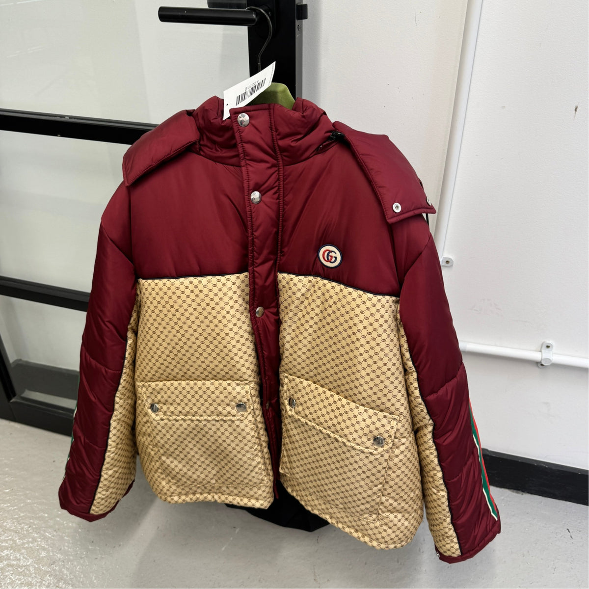 Women's GG Parachute Down Jacket Burgundy Size M / UK 10 - Photo 8