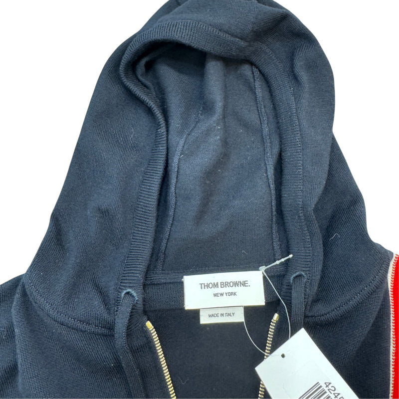 Men's Intarsia Stripe Zip-Up Hoodie Navy Size S