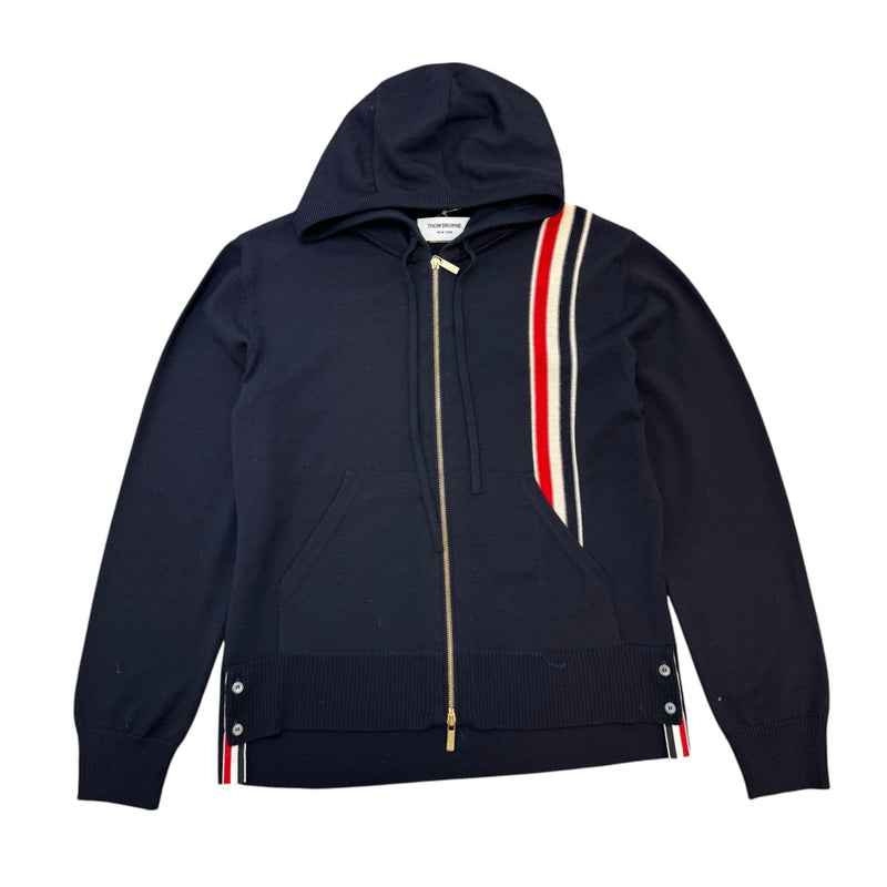 Men's Intarsia Stripe Zip-Up Hoodie Navy Size S