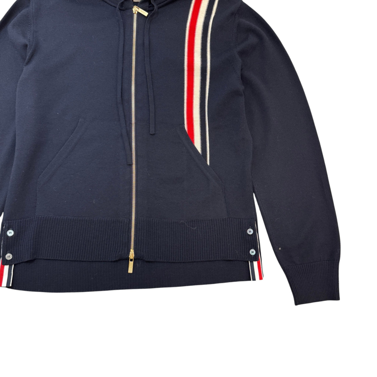 Men's Intarsia Stripe Zip-Up Hoodie Navy Size S - Photo 4