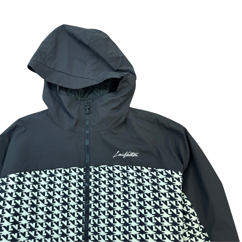 Men's LV Doves Houndstooth Down Jacket Black Size XL