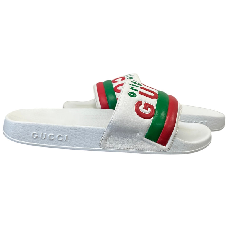 Men's Logo Print Slides White Size UK 6 / EU 40