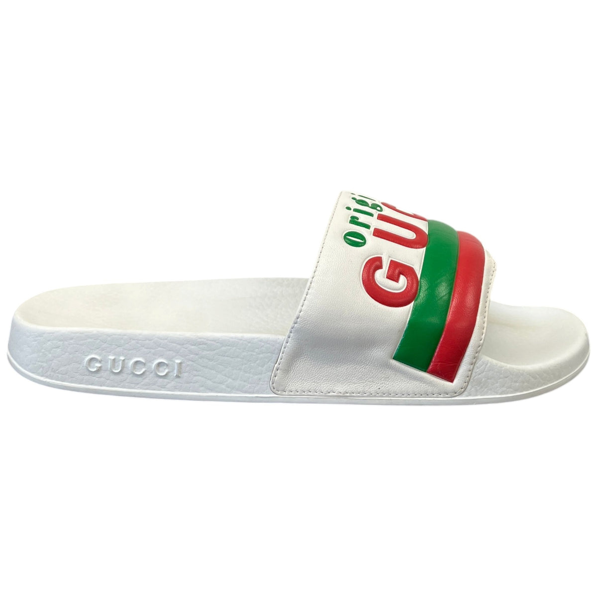Men's Logo Print Slides White Size UK 6 / EU 40 - Photo 1