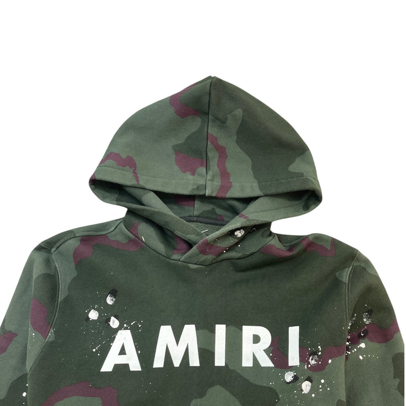 Men's Camo Logo Print Hoodie Khaki Size M