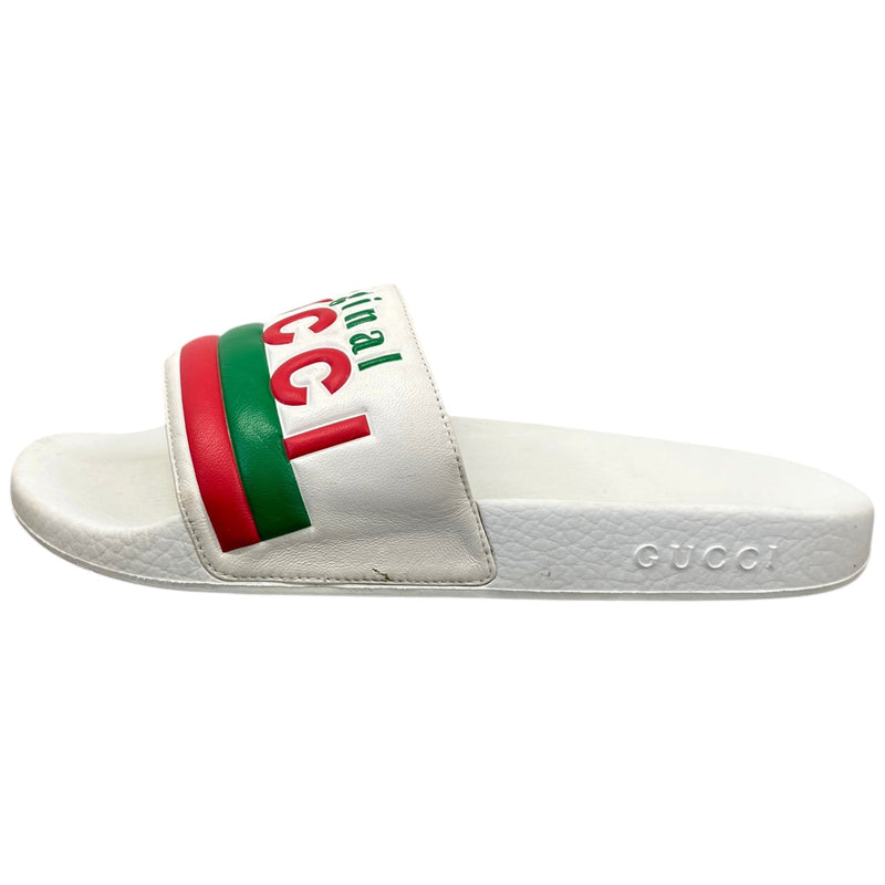 Men's Logo Print Slides White Size UK 6 / EU 40