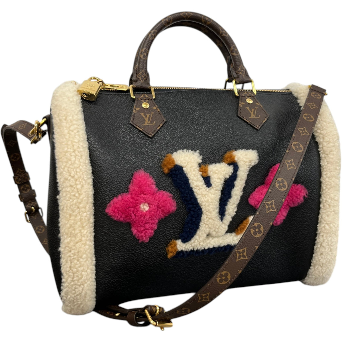 Women's Monogram Teddy Speedy Bandoulière 30 Crossbody Bag Black - Photo 4