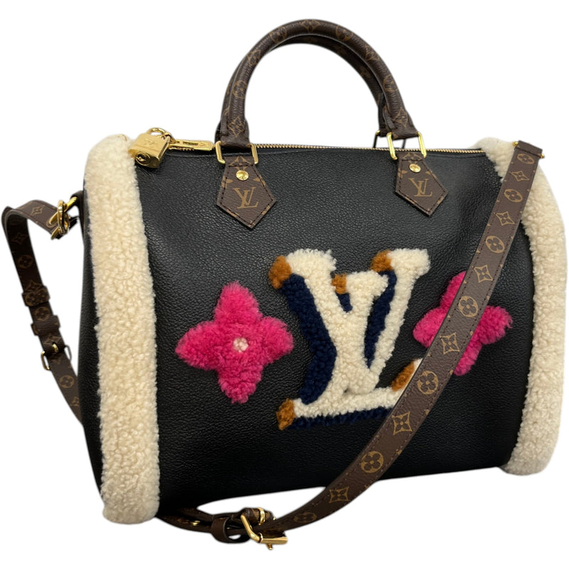 Women's Monogram Teddy Speedy Bandoulière 30 Crossbody Bag Black
