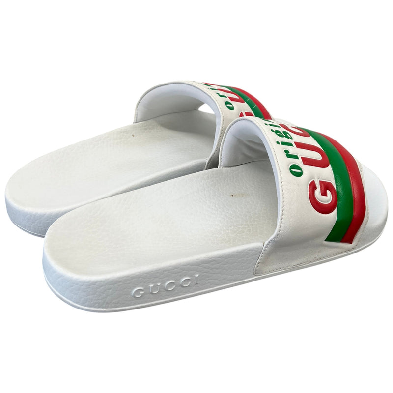 Men's Logo Print Slides White Size UK 6 / EU 40