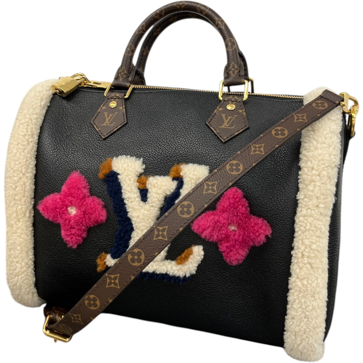 Women's Monogram Teddy Speedy Bandoulière 30 Crossbody Bag Black - Photo 5