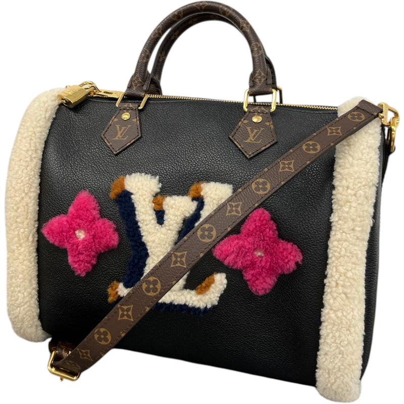 Women's Monogram Teddy Speedy Bandoulière 30 Crossbody Bag Black