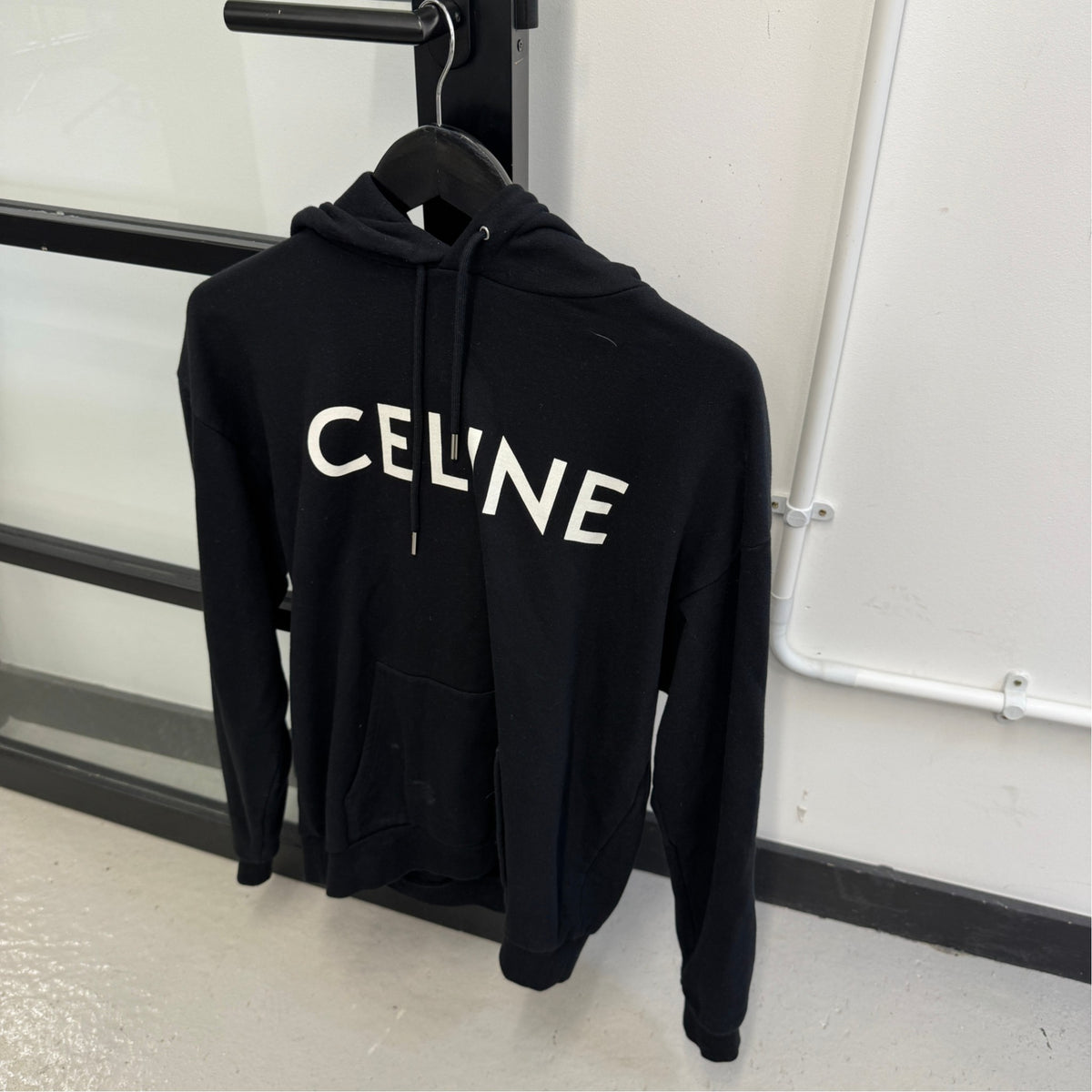 Men's Logo Print Hoodie Black Size M - Photo 7