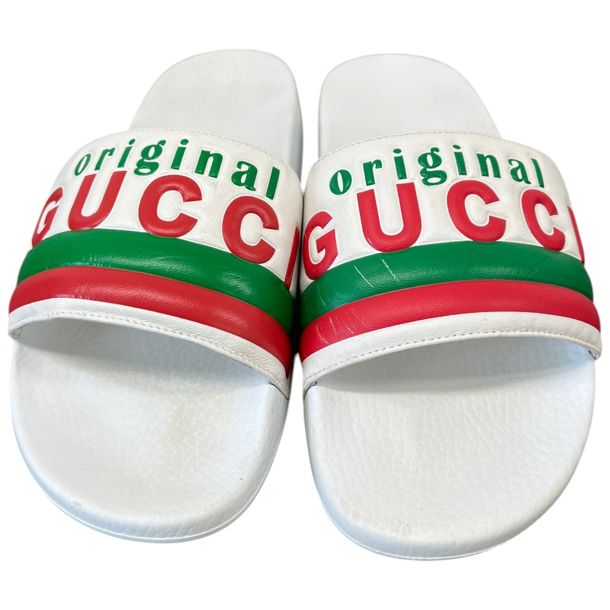 Men's Logo Print Slides White Size UK 6 / EU 40 - Photo 6