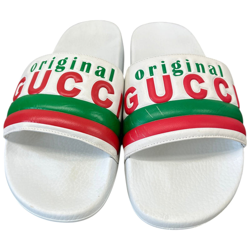 Men's Logo Print Slides White Size UK 6 / EU 40