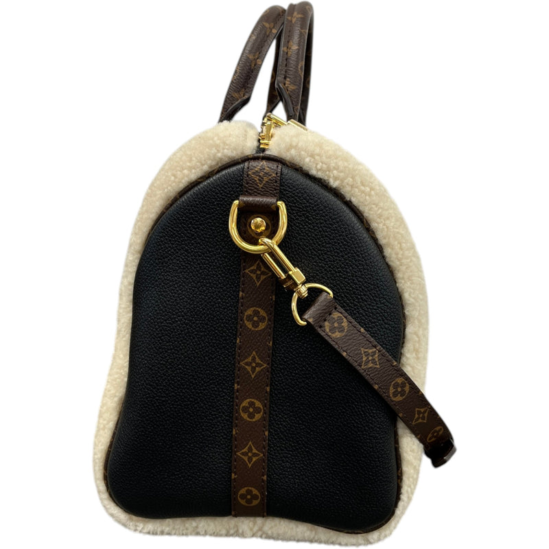 Women's Monogram Teddy Speedy Bandoulière 30 Crossbody Bag Black
