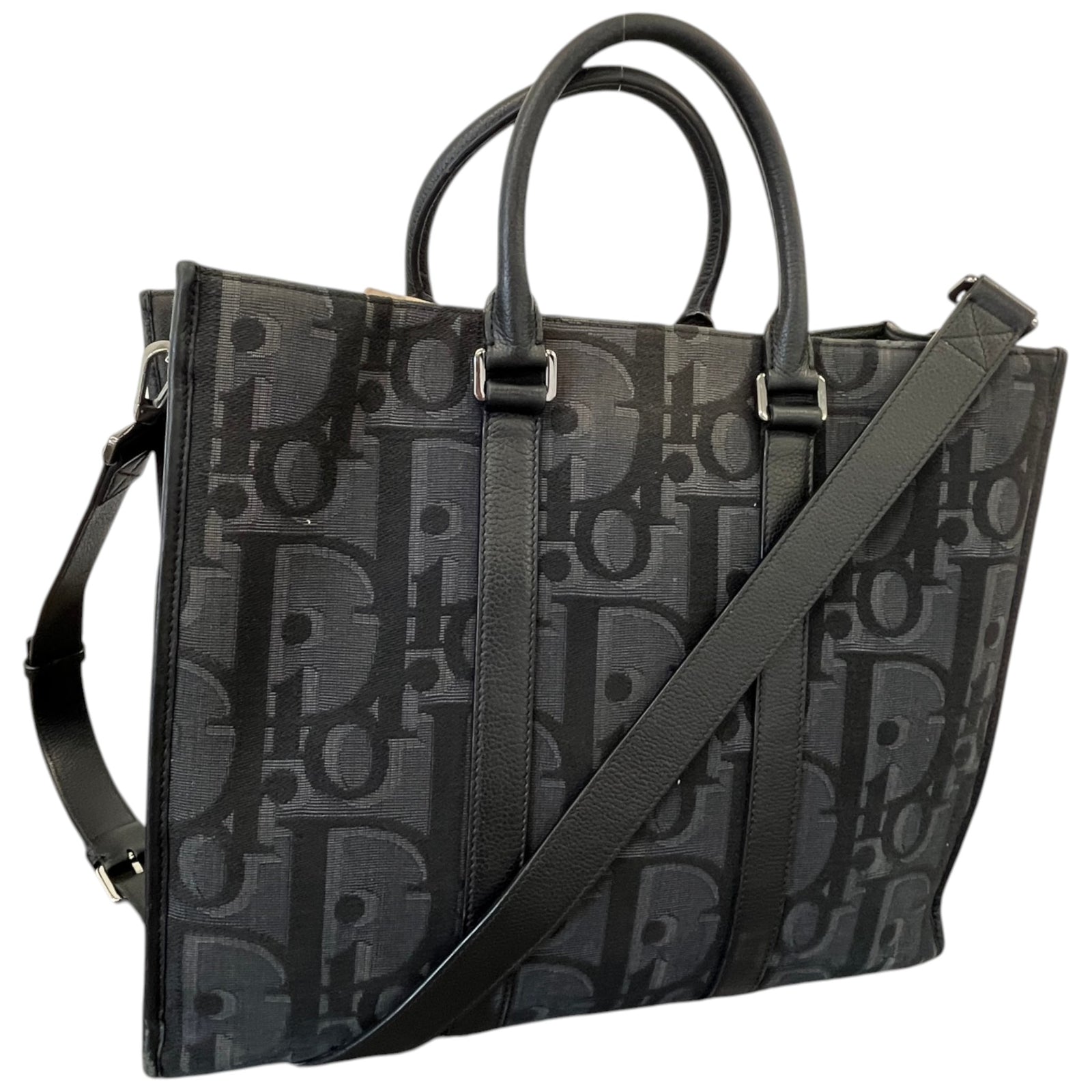 Men's Fabric Homme East-West Tote Bag Black - Photo 10
