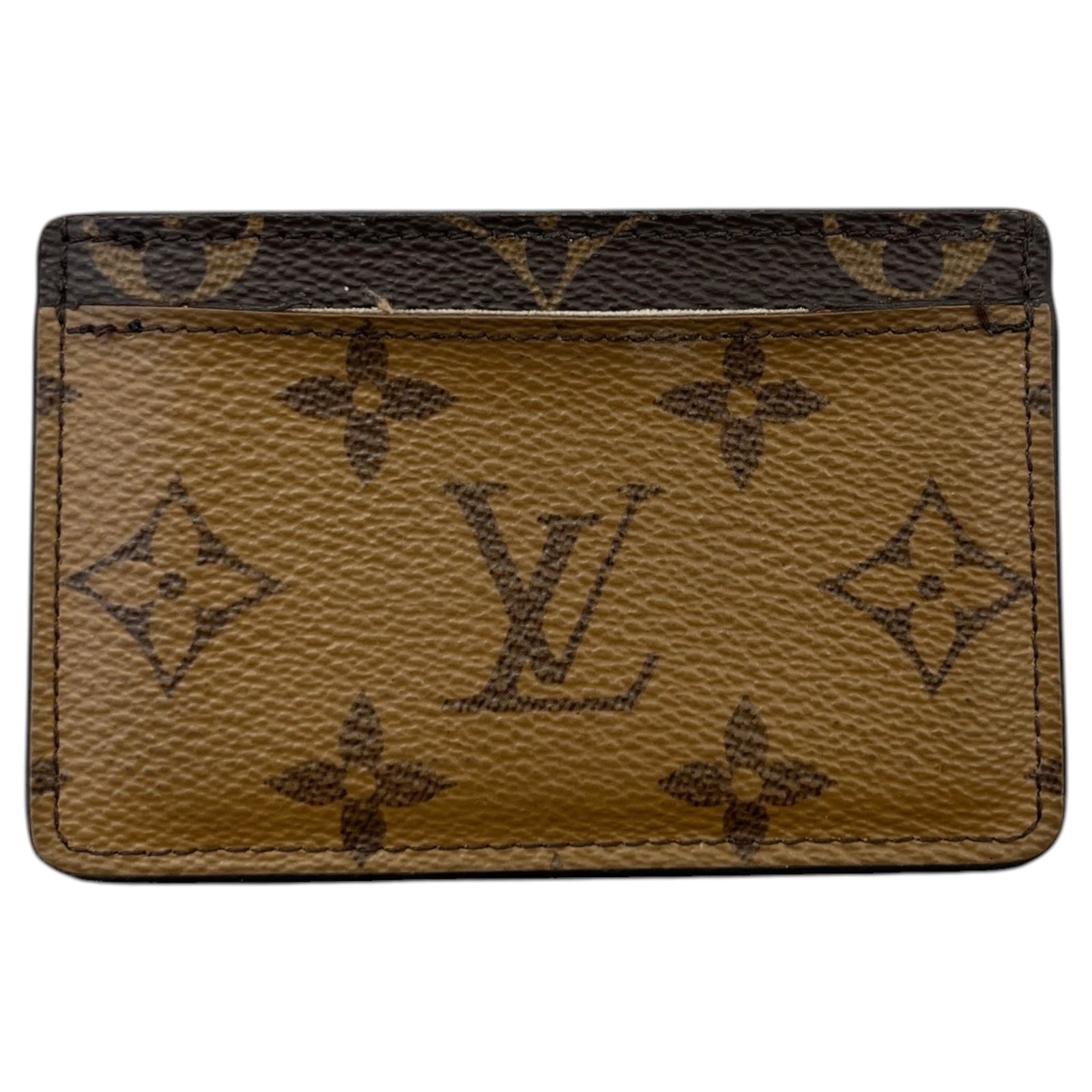Women's Reverse Monogram Card Holder Brown - Photo 2