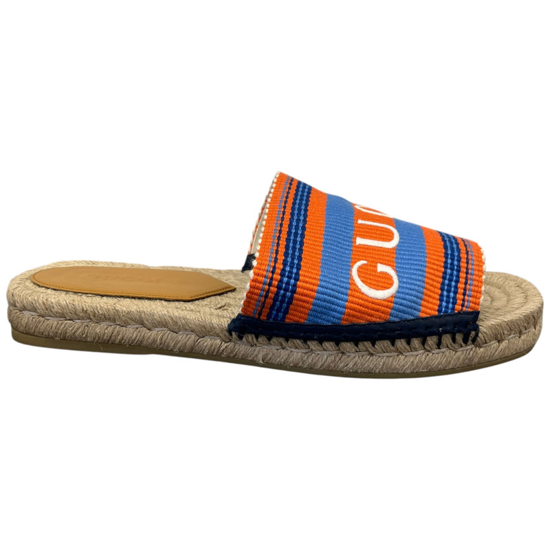 Men's Raffia Striped Slides Beige Size EU 41 / UK 8