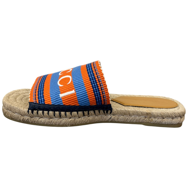 Men's Raffia Striped Slides Beige Size EU 41 / UK 8