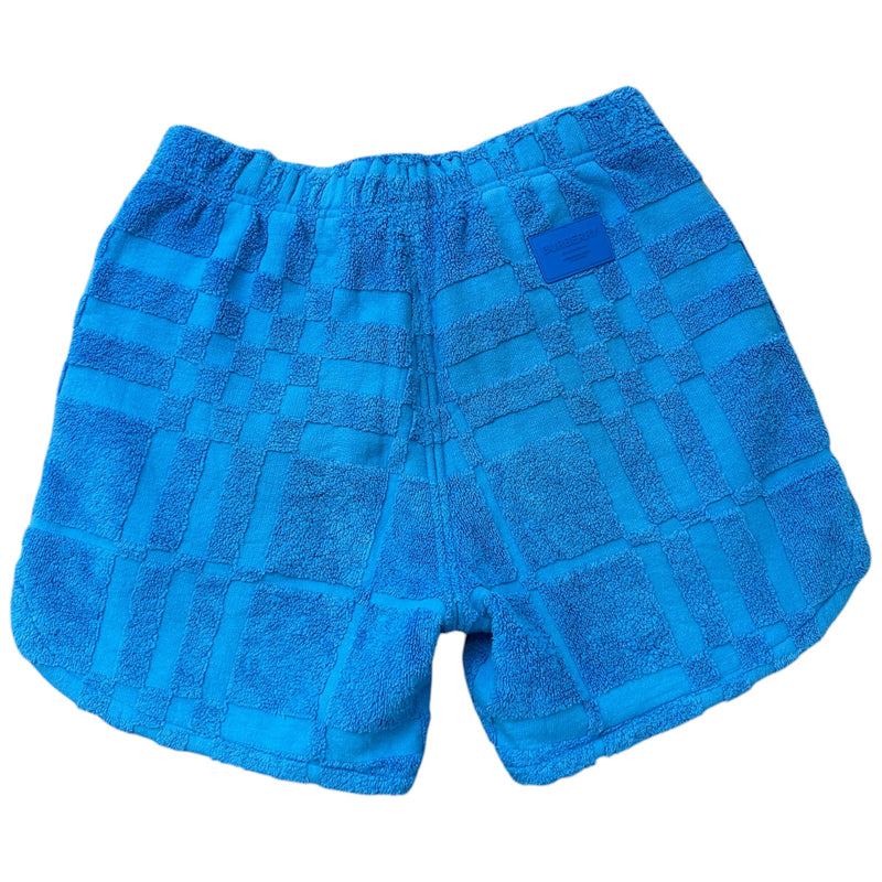 Men's Towelling Check Shorts Blue Size XS