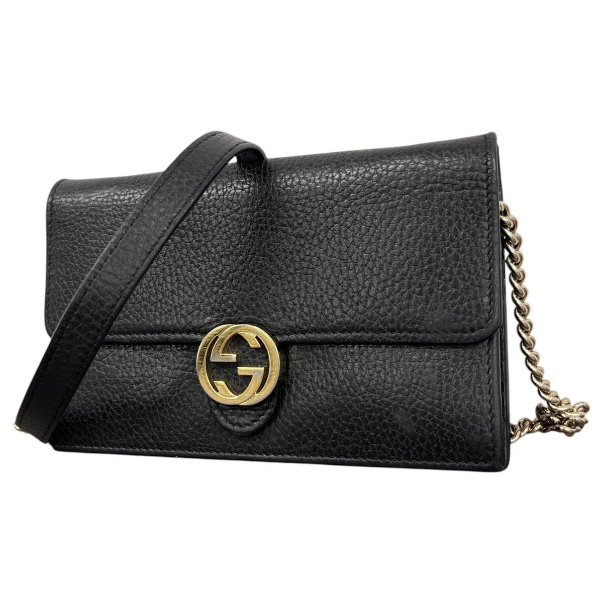 Women's Interlocking G Wallet on Chain Crossbody Bag Black - Photo 5