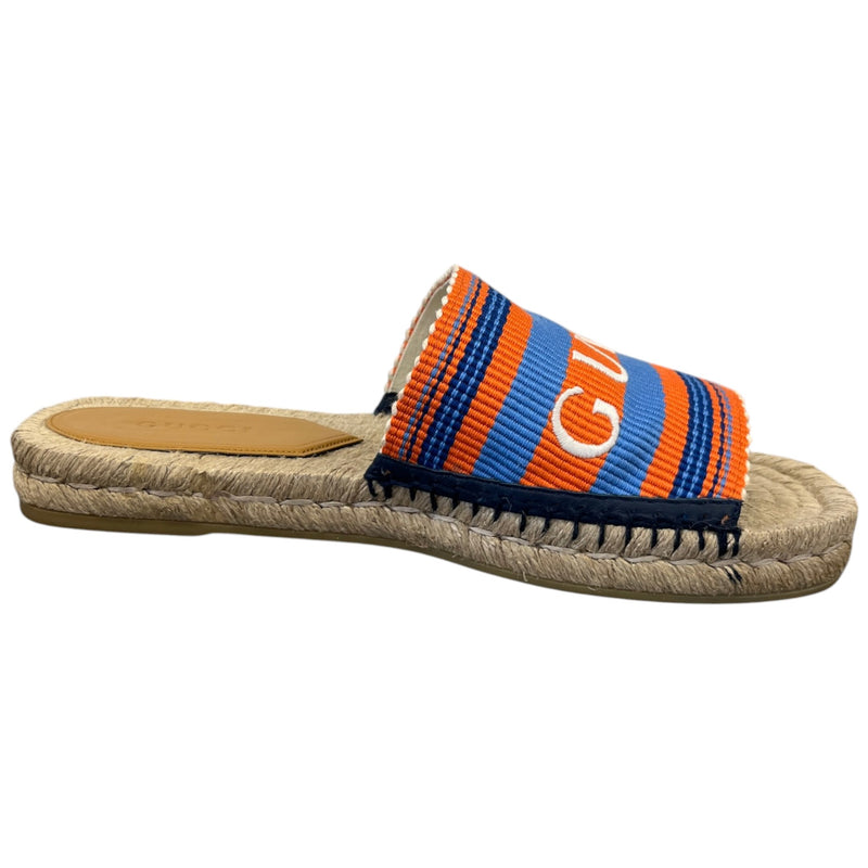 Men's Raffia Striped Slides Beige Size EU 41 / UK 8