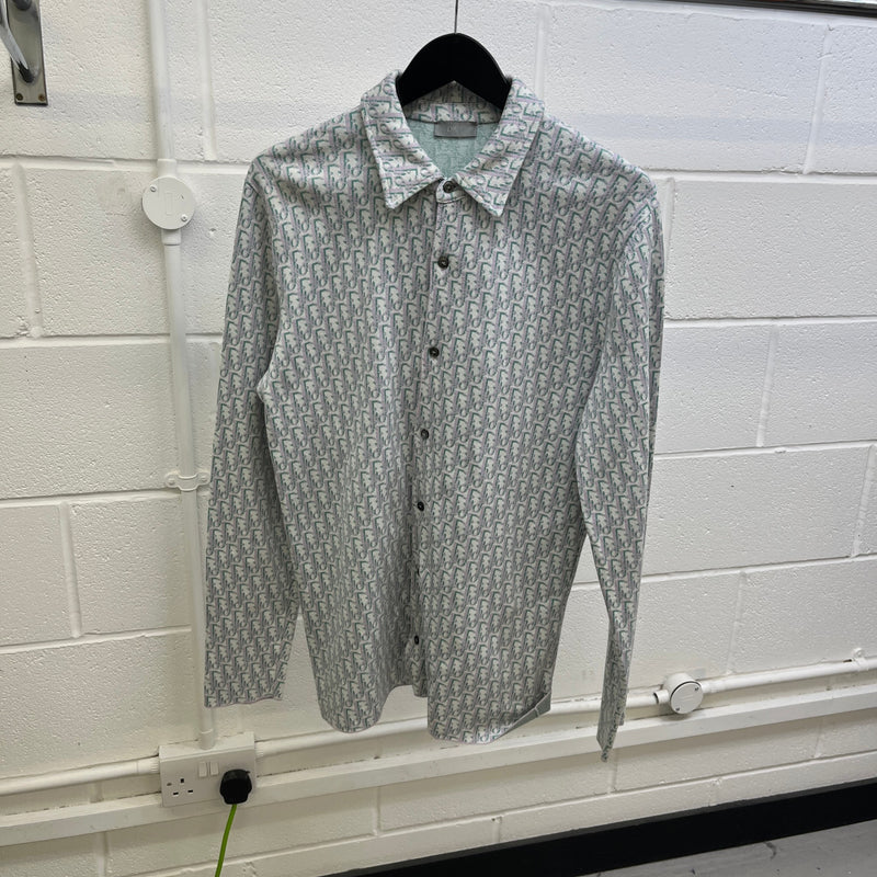 Men's Oblique Jacquard Long Sleeve Shirt Grey Size S