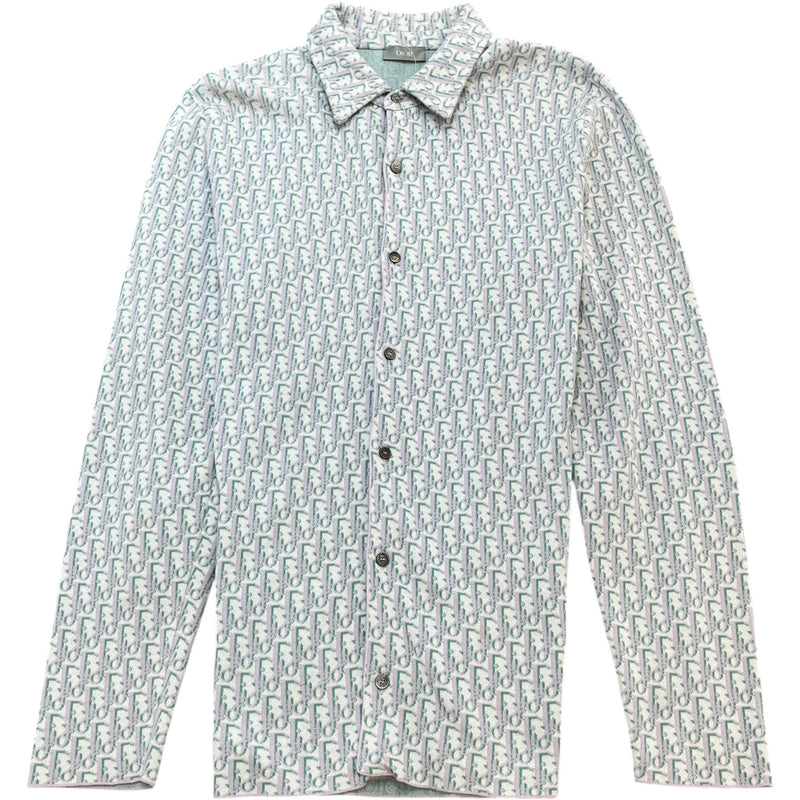 Men's Oblique Jacquard Long Sleeve Shirt Grey Size S