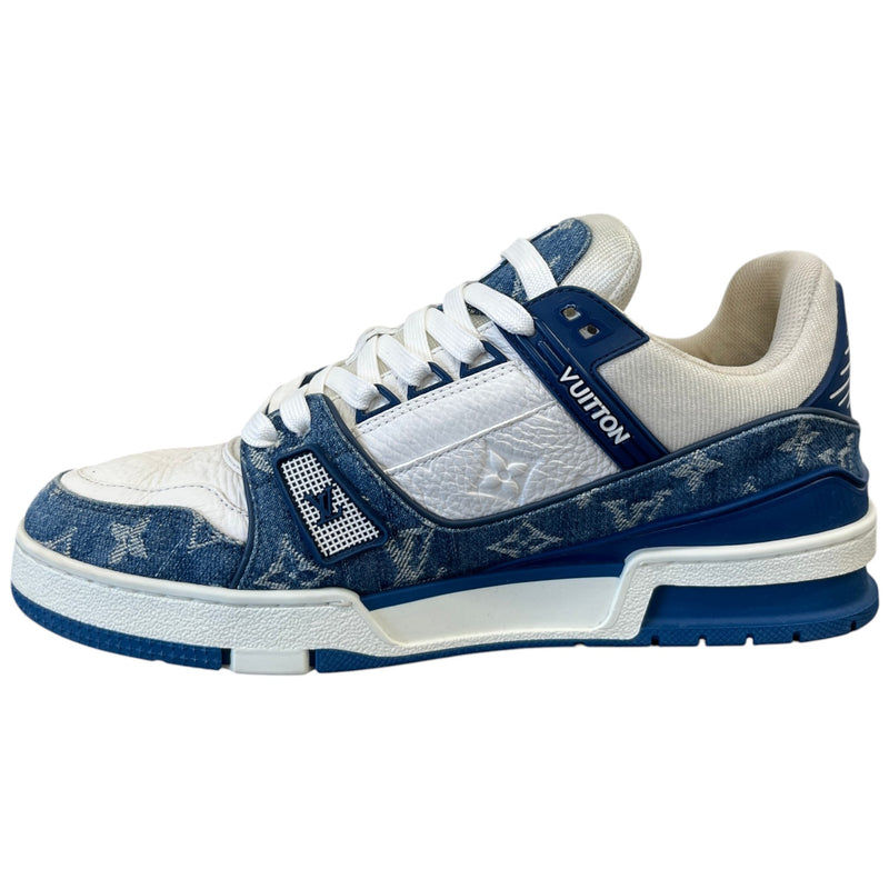 Men's Denim Monogram Lv Low Trainers Blue Size EU 41.5 / UK 7.5
