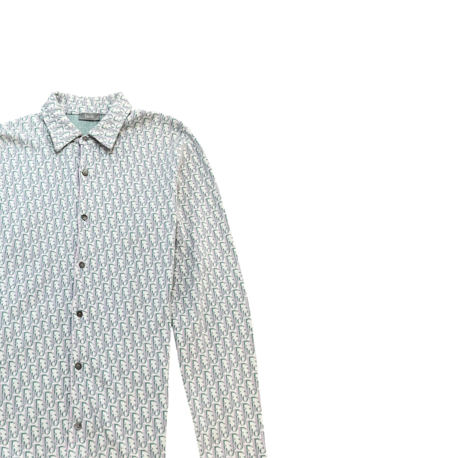 Men's Oblique Jacquard Long Sleeve Shirt Grey Size S - Photo 3