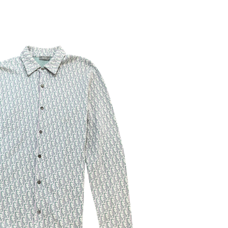 Men's Oblique Jacquard Long Sleeve Shirt Grey Size S