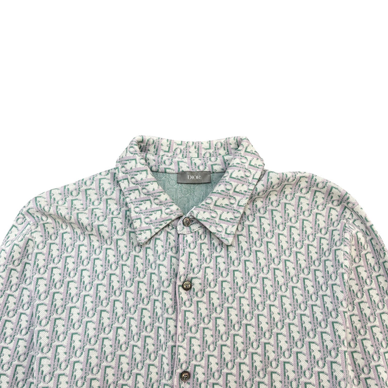 Men's Oblique Jacquard Long Sleeve Shirt Grey Size S