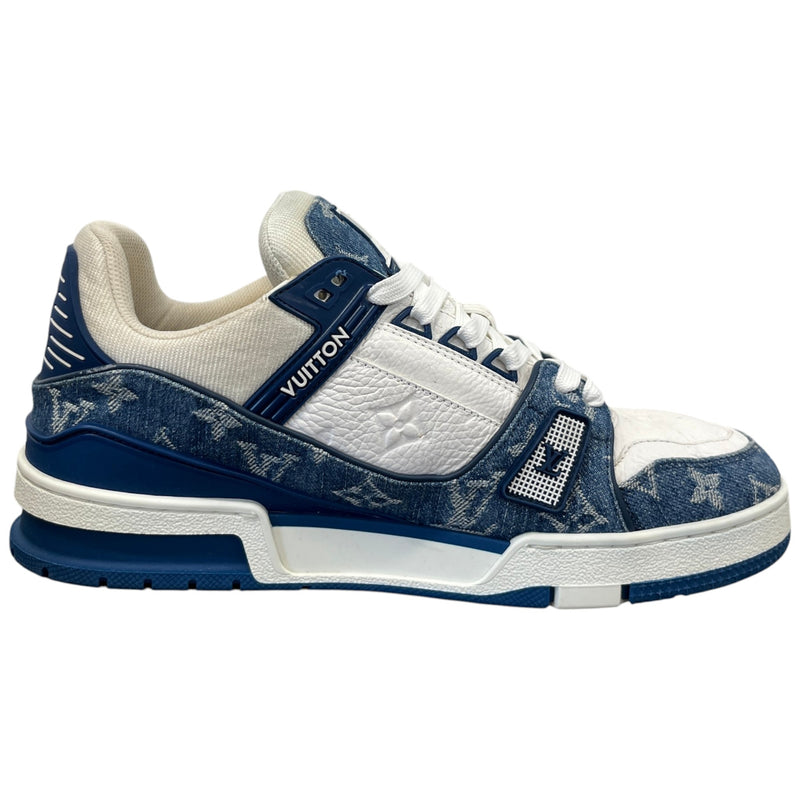 Men's Denim Monogram Lv Low Trainers Blue Size EU 41.5 / UK 7.5