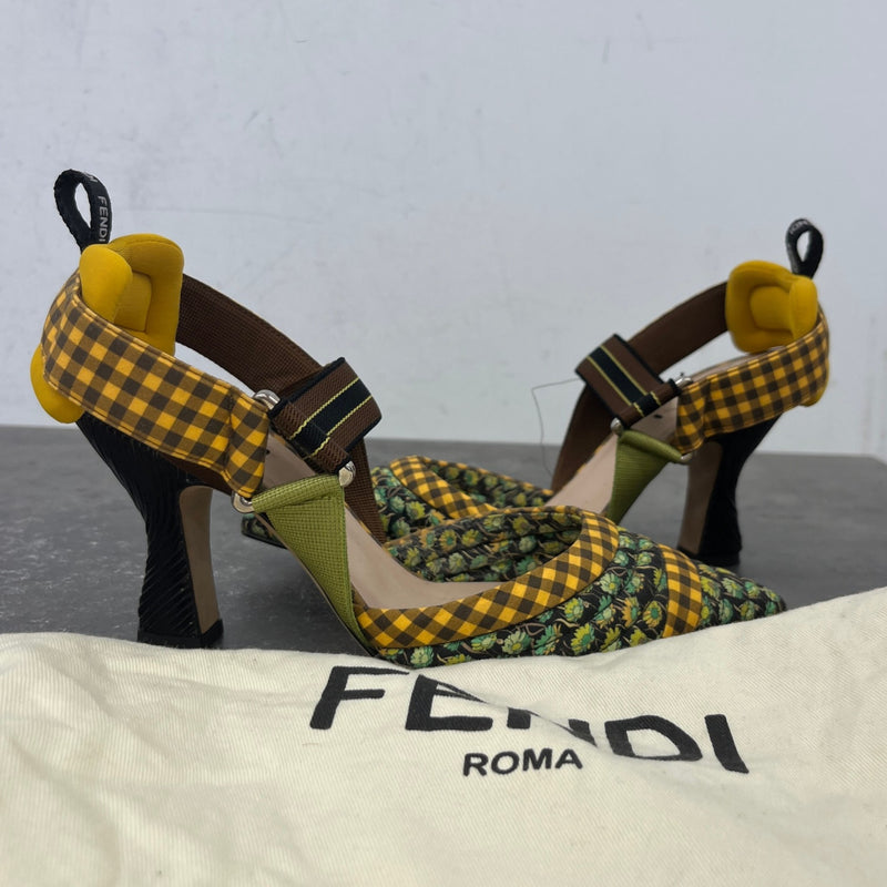 Women's Fabric Colibri Pointed Toe Slingback Heels Yellow Size UK 4 / EU 37