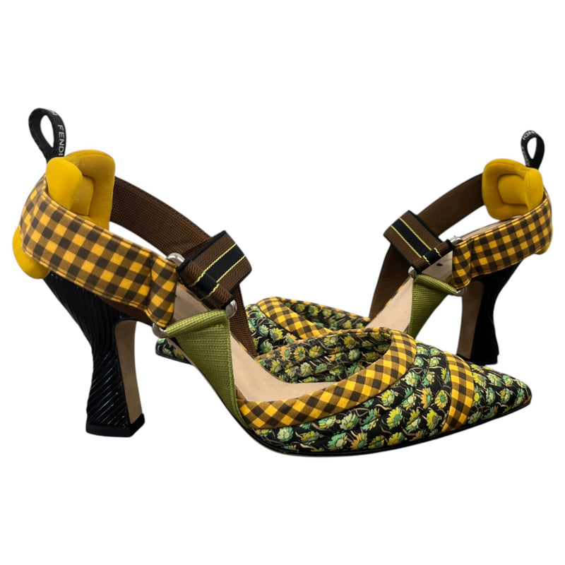 Women's Fabric Colibri Pointed Toe Slingback Heels Yellow Size UK 4 / EU 37