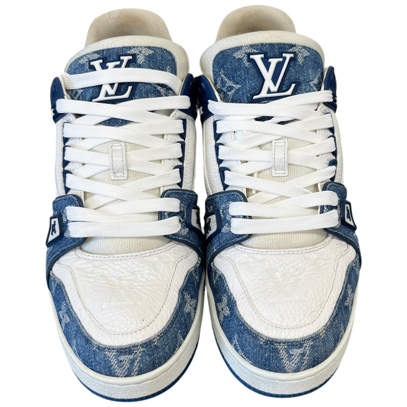 Men's Denim Monogram Lv Low Trainers Blue Size EU 41.5 / UK 7.5 - Photo 6