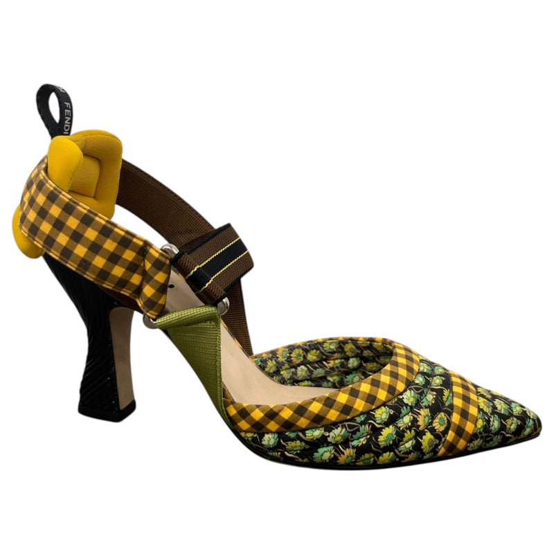 Women's Fabric Colibri Pointed Toe Slingback Heels Yellow Size UK 4 / EU 37