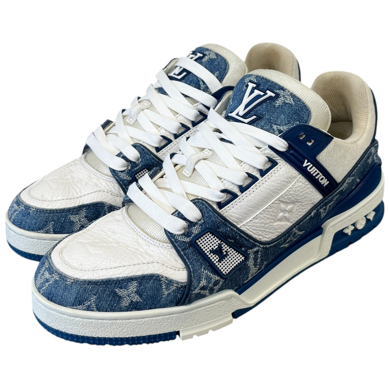 Men's Denim Monogram Lv Low Trainers Blue Size EU 41.5 / UK 7.5
