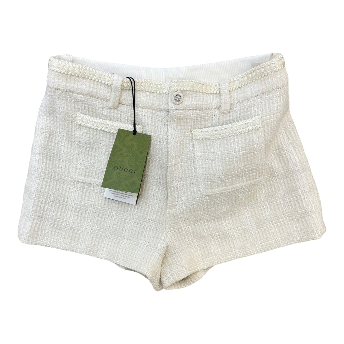 Women's Tailored Wool-Blend Tweed Shorts Cream Size L / UK 12 - Photo 1