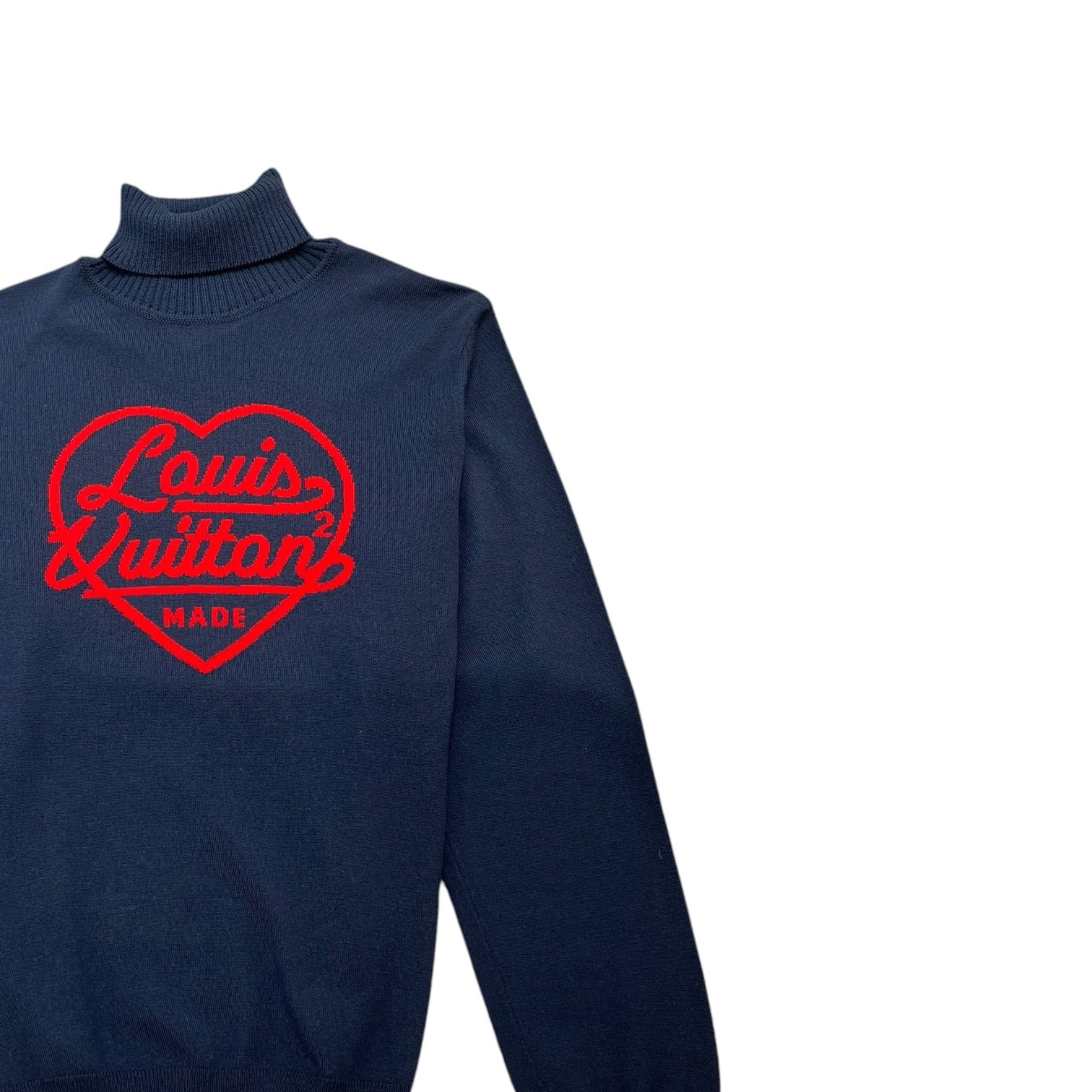 Men's Heart Intarsia Jumper Navy Size XL - Photo 3