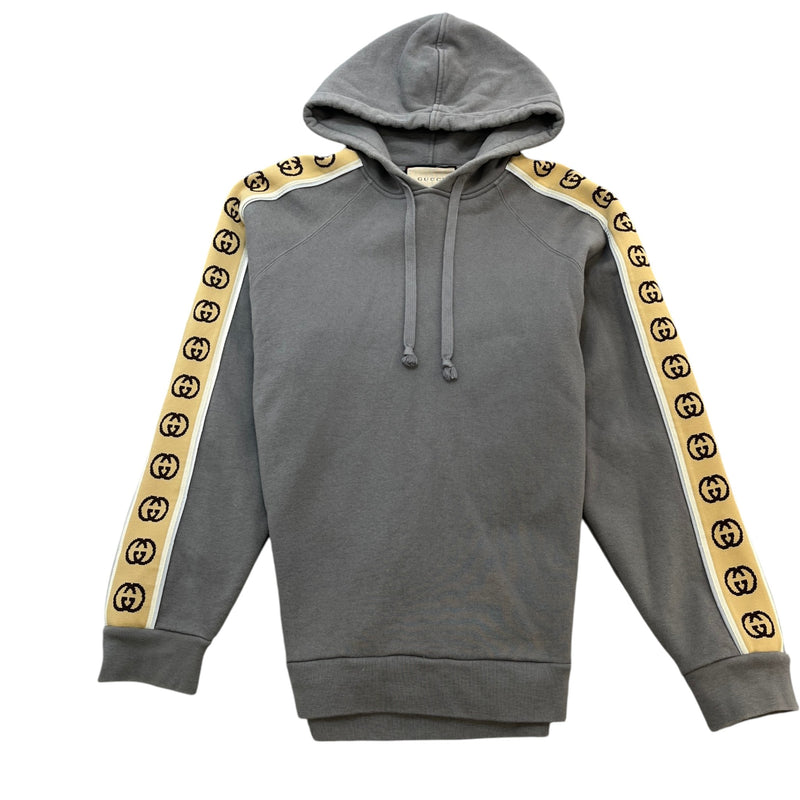 Men's GG Tape Hoodie Grey Size M